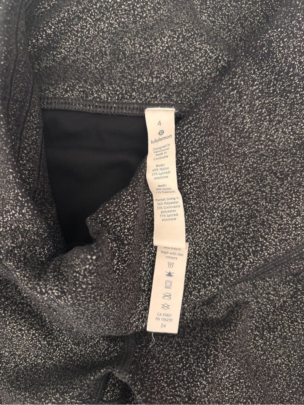 lululemon athletica Black Speckled Leggings